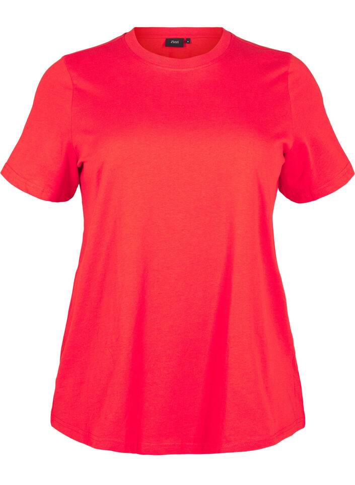 Basic cotton T-shirt with round neck, Red, Packshot image number 0