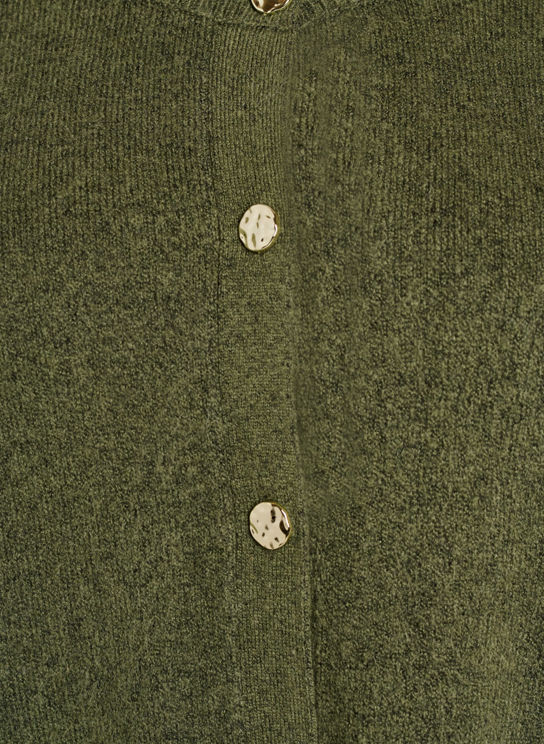 ZizzifashionCardigan in soft knit with gold-coloured buttons, Green, Packshot image number 2
