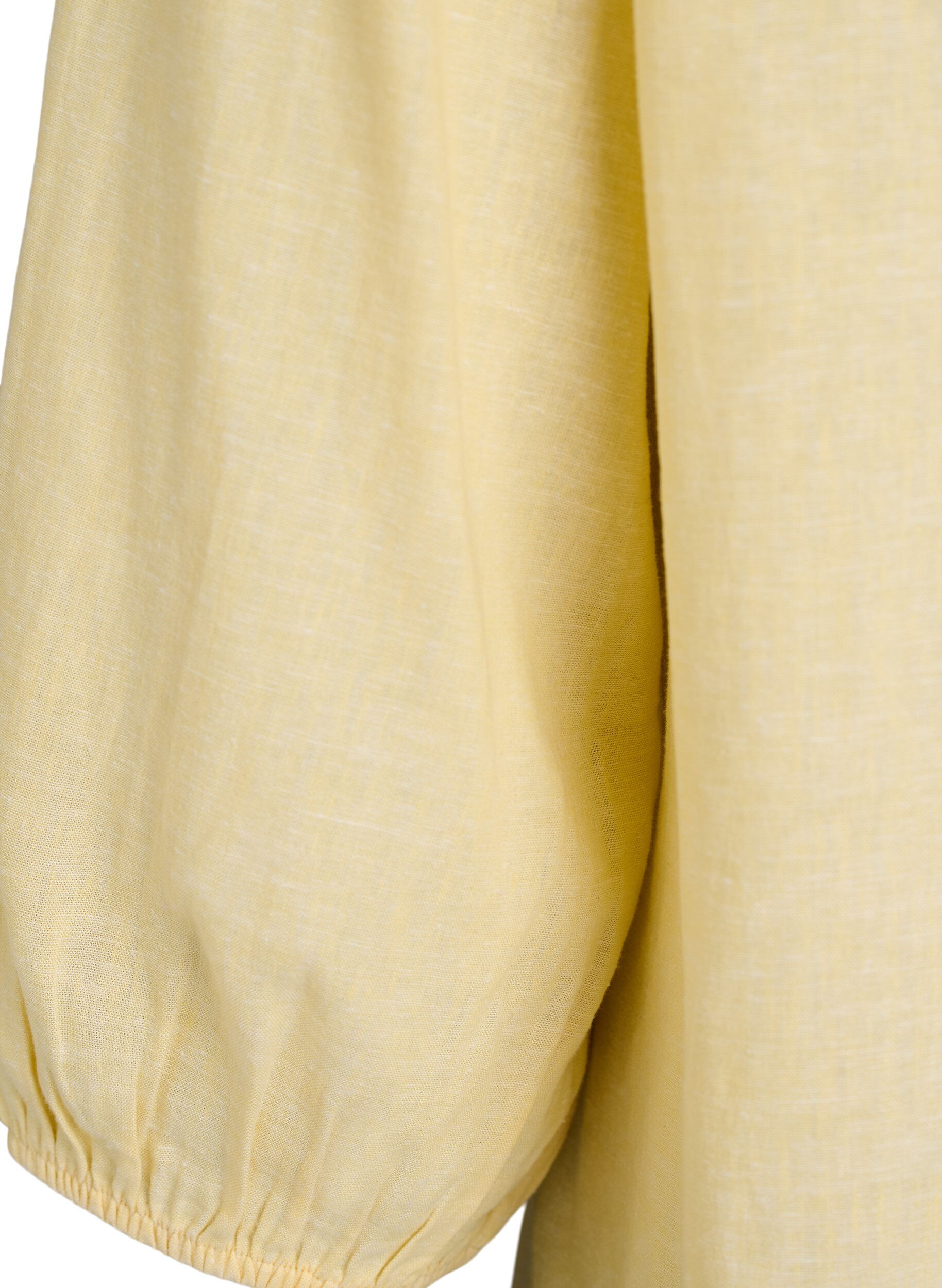 Zizzifashion Shirt blouse in linen and viscose with 3/4-sleeves, Yellow, Packshot image number 3