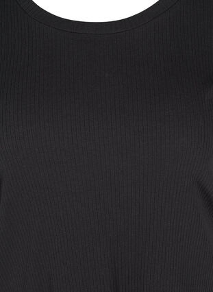 Short-sleeved t-shirt in ribbed fabric, Black, Packshot image number 2