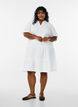 Short dress in cotton muslin with a pattern, White, Model image number 1