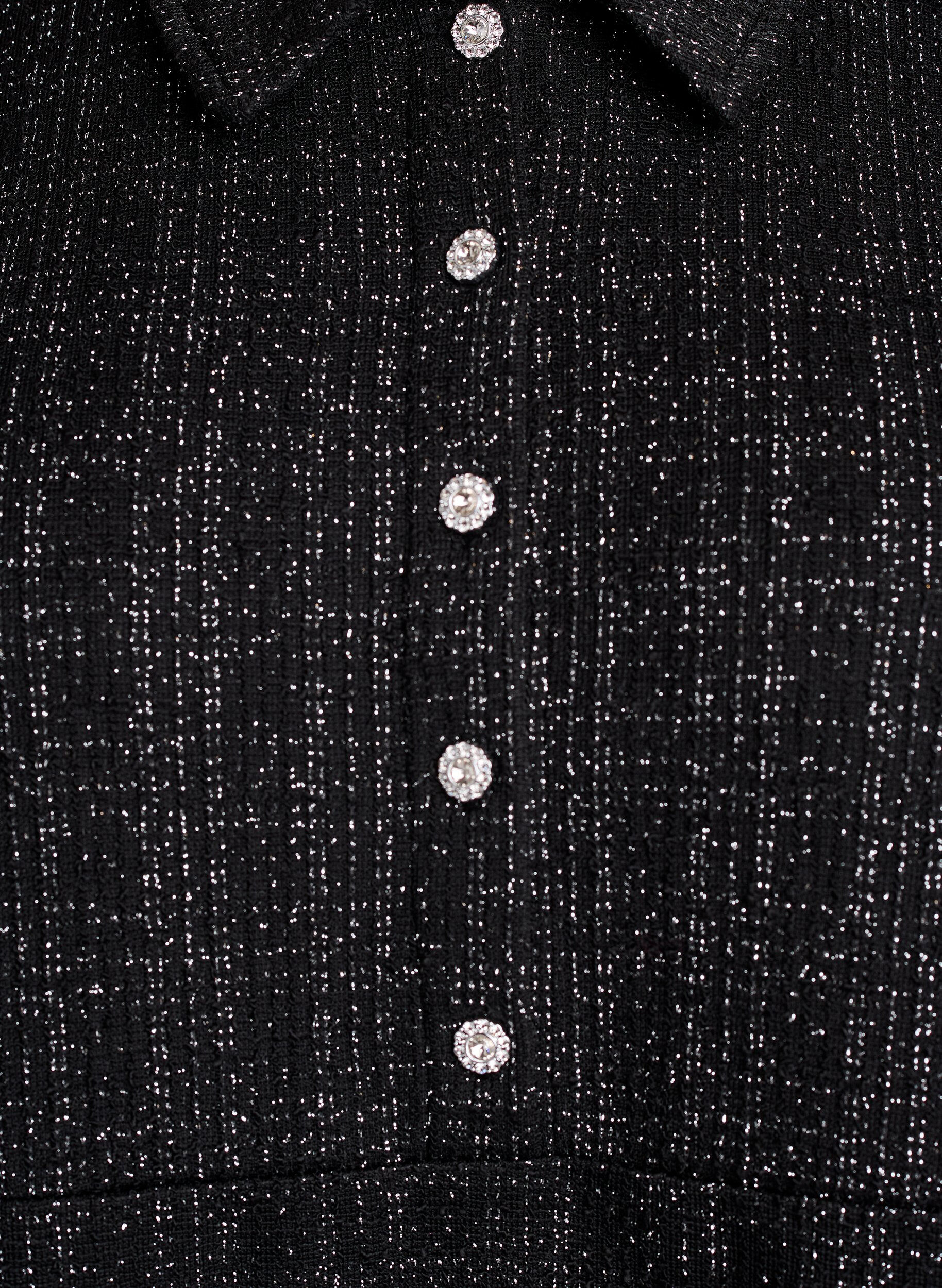ZizzifashionShort boucl&eacute; dress with decorative buttons, Black, Packshot image number 2