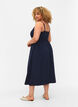 Plain coloured viscose strap dress with smock, Navy Blazer, Model image number 1