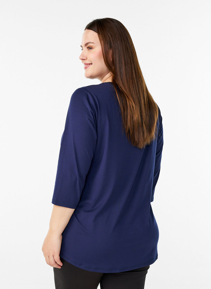 Sports top with 3/4 sleeves, Blue, Model image number 2