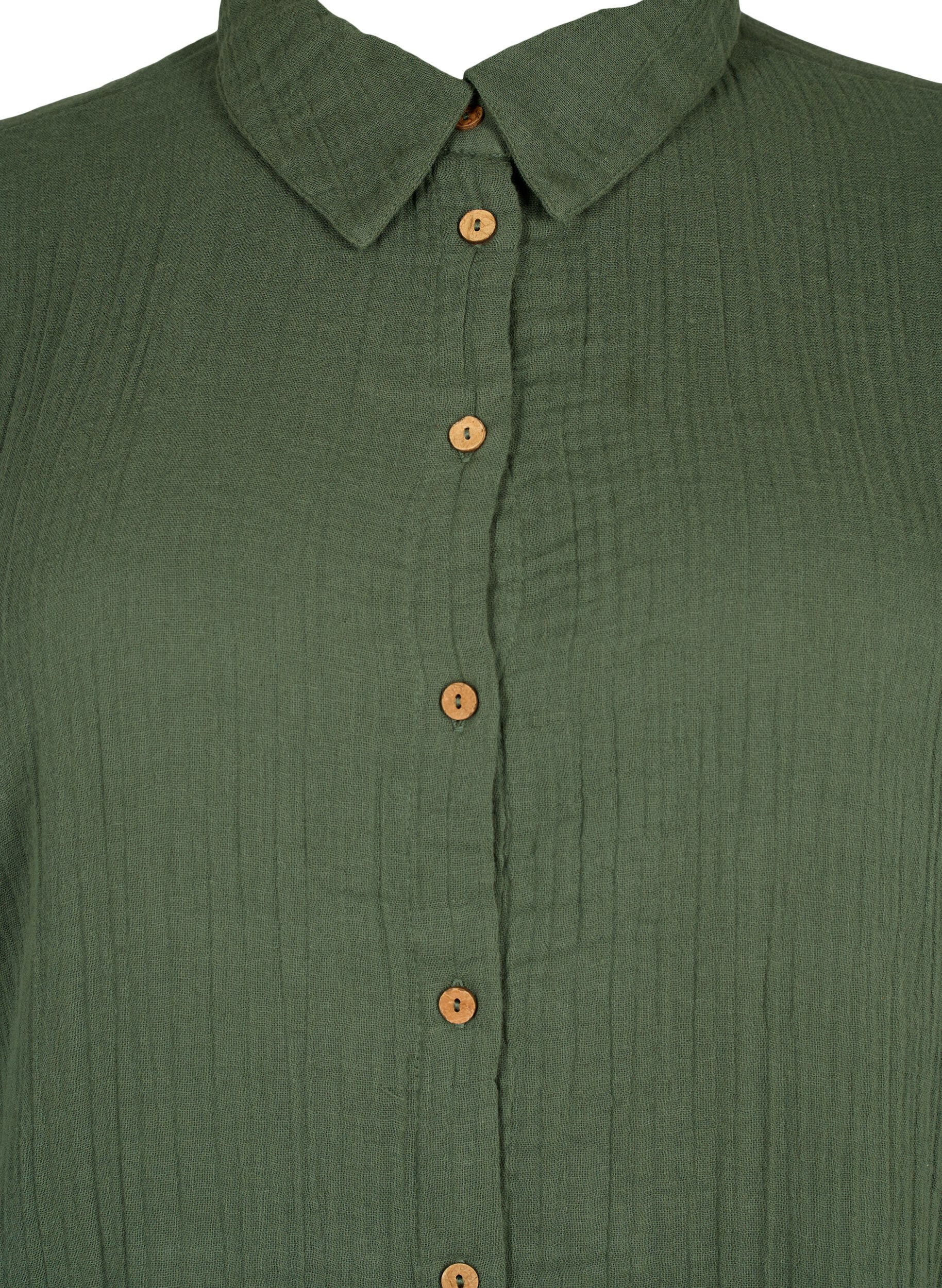 Zizzifashion Short sleeve shirt with buttons, Thyme, Packshot image number 2