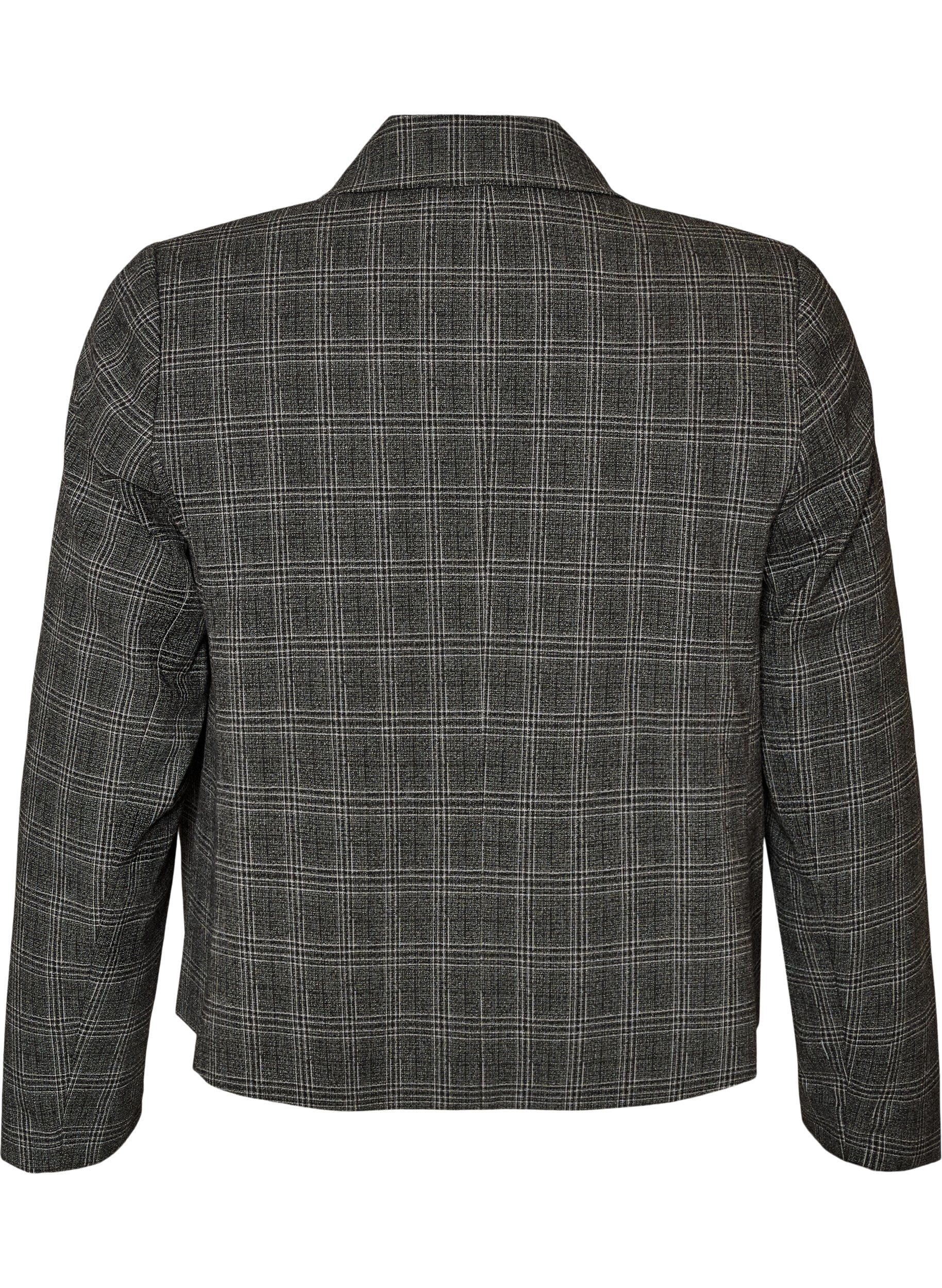 ZizzifashionShort blazer with a checked pattern, Dark Grey, Packshot image number 1