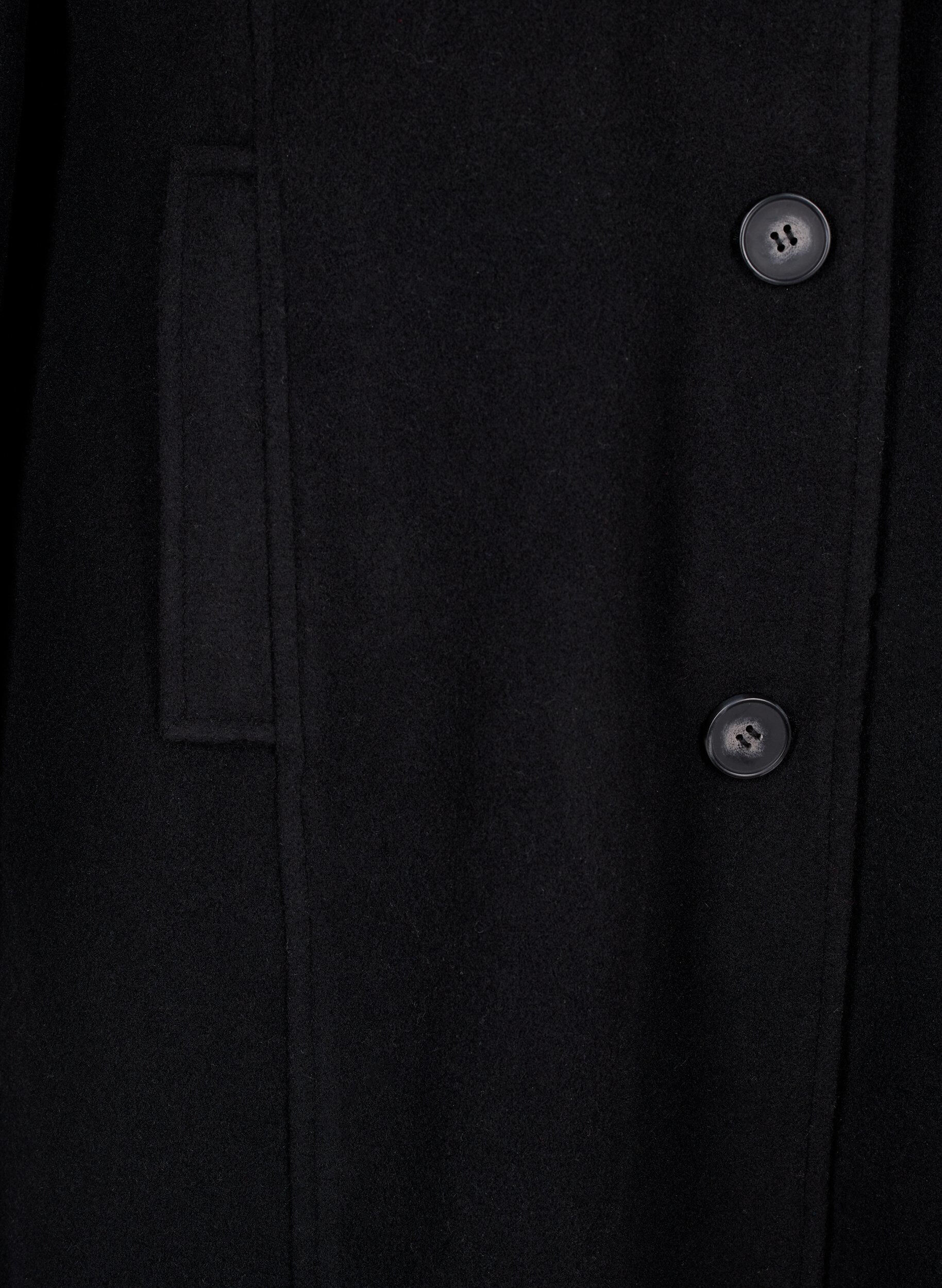 Zizzifashion Long wool coat with pockets, Black, Packshot image number 3