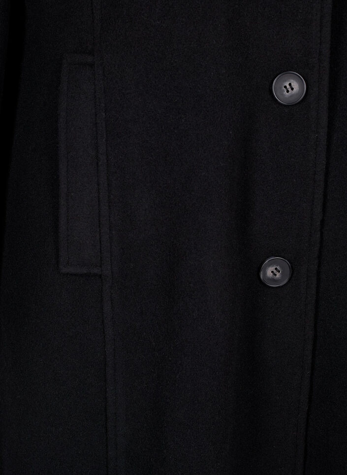 Long wool coat with pockets, Black, Packshot image number 3