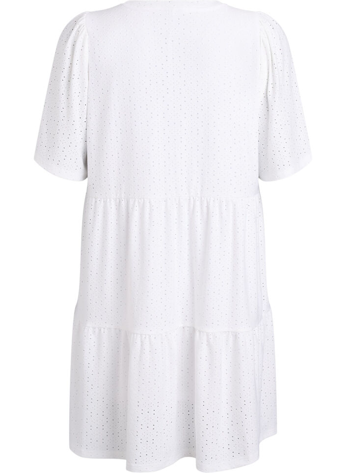 Short dress with lace pattern and layered skirt, White, Packshot image number 1