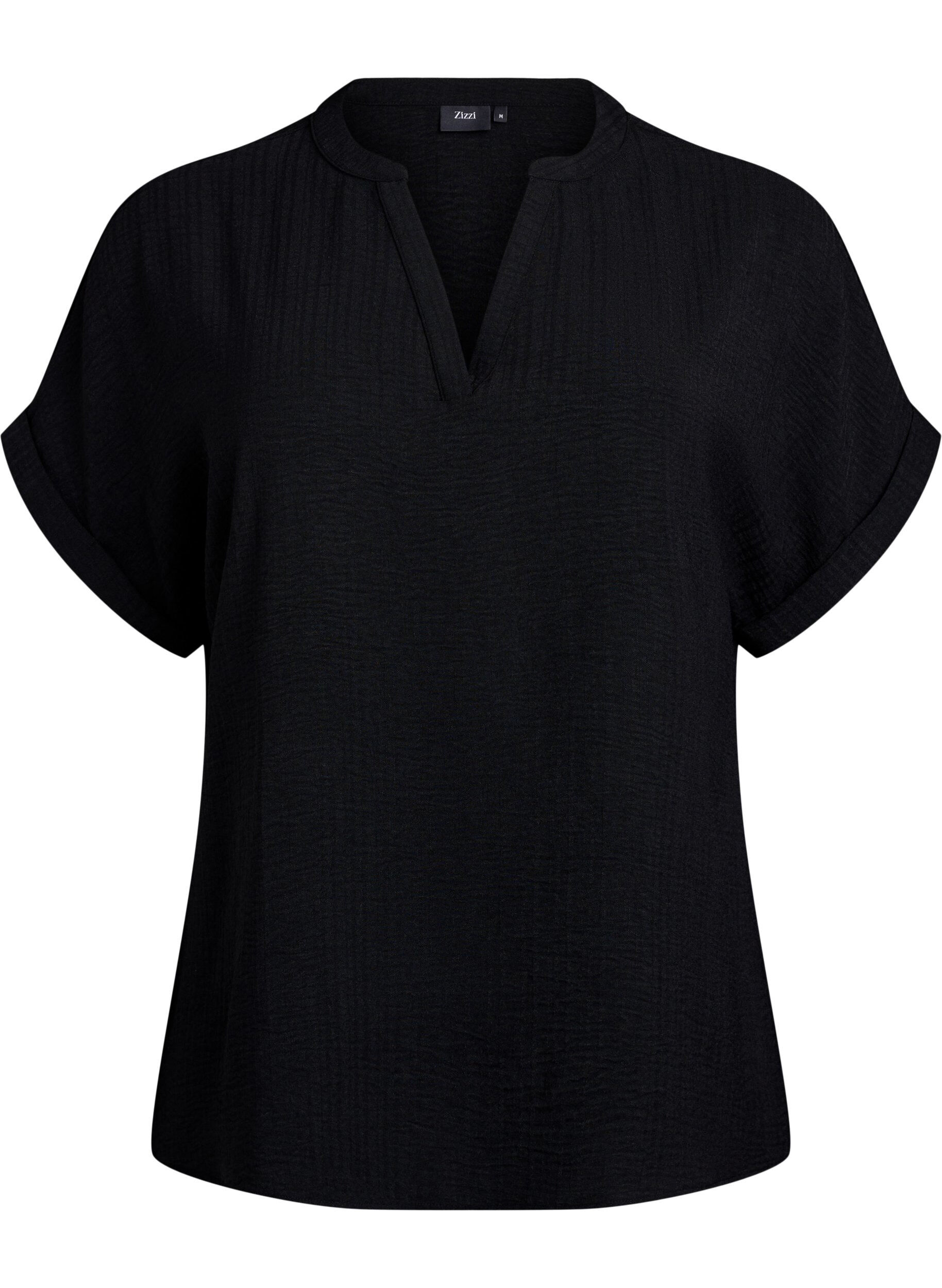 Zizzifashion Loose blouse with short sleeves, Black, Packshot image number 0
