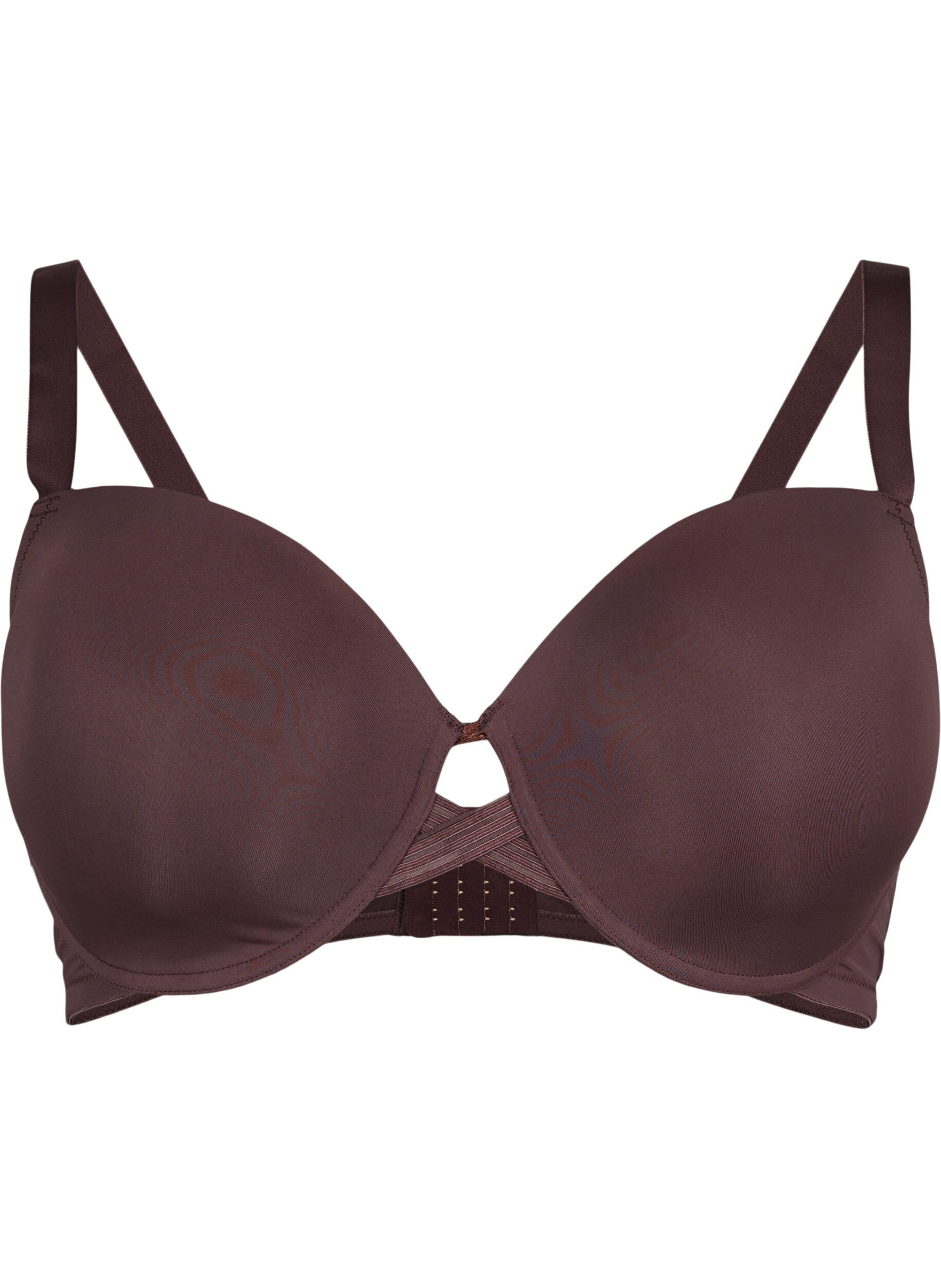 Zizzifashion Moulded bra with cross detail, Brown, Packshot image number 0