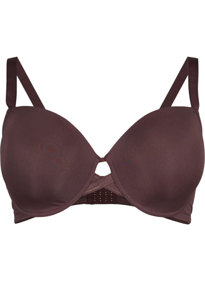 Moulded bra with cross detail, Brown, Packshot image number 0