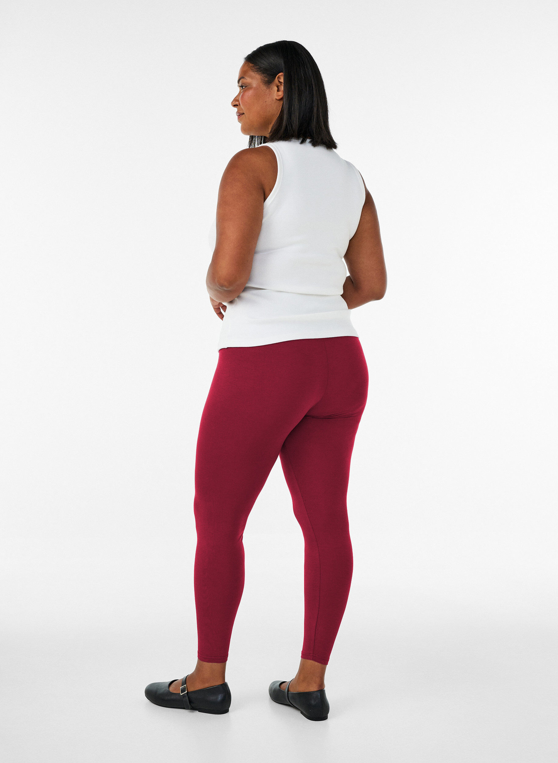 ZizzifashionBasic viscose leggings, Red, Model image number 2