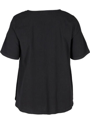 Short-sleeved blouse in cotton, Black, Packshot image number 1