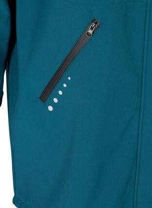Long, hooded softshell jacket, Blue Coral solid, Packshot image number 3