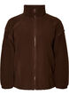 Teddy jacket with eyelet embroidery trim and high collar, Brown, Packshot image number 0