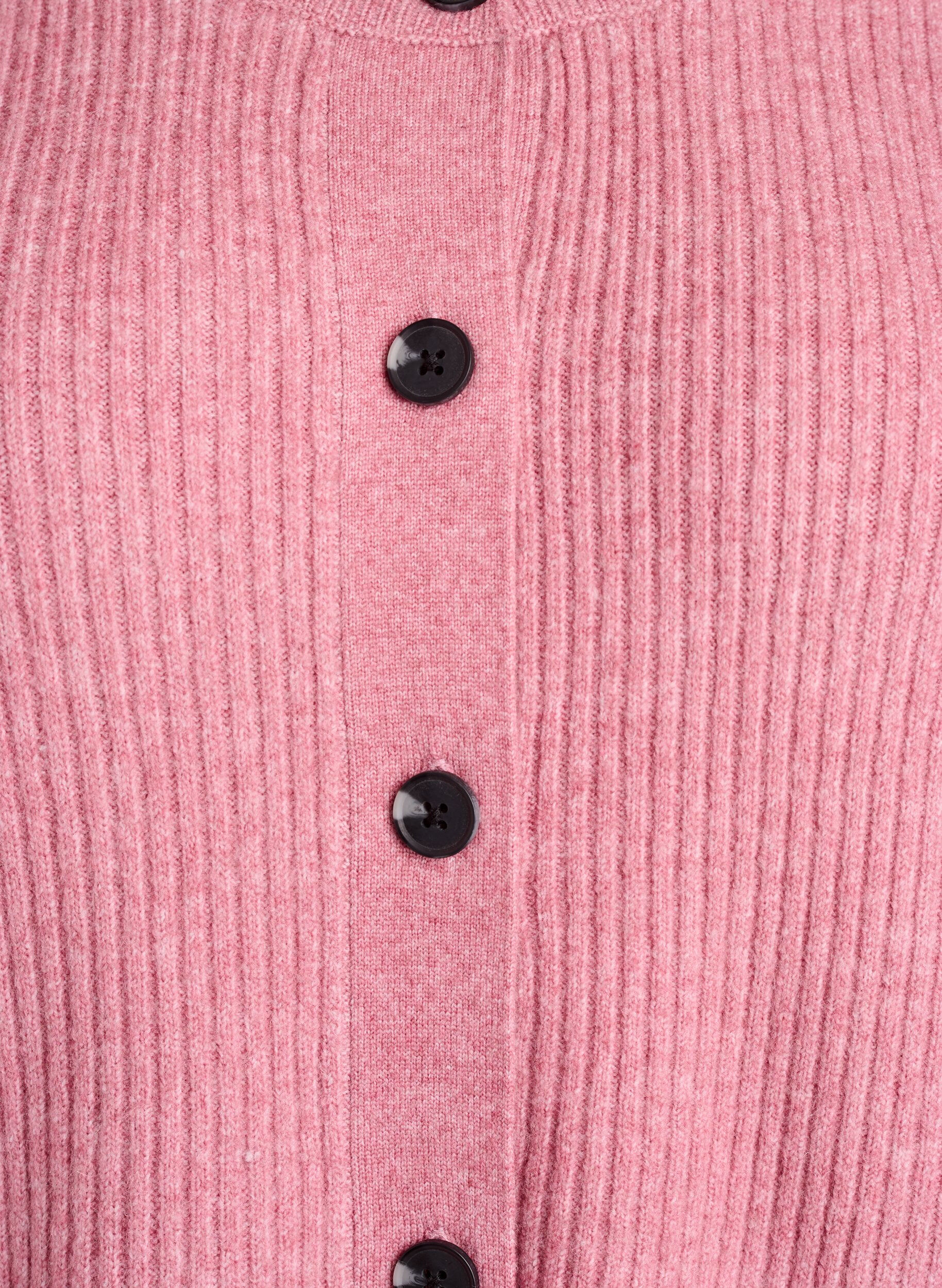 Zizzifashion Ribbed cardigan with buttons, Rose, Packshot image number 2