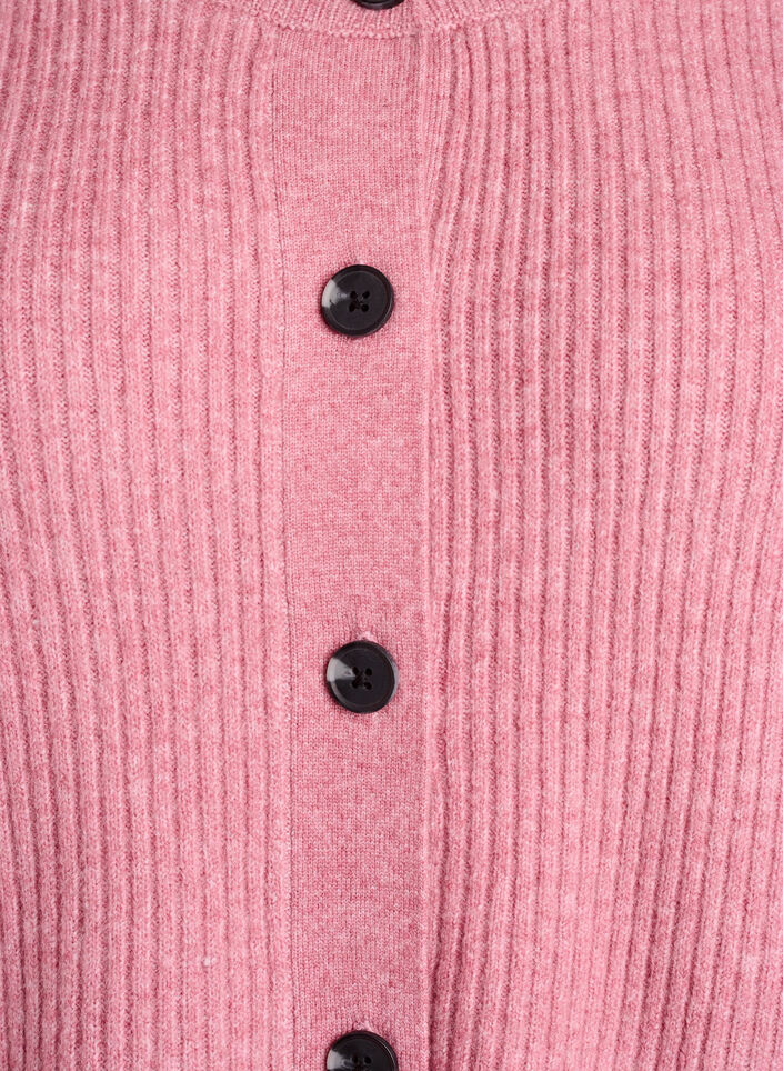 Ribbed cardigan with buttons, Rose, Packshot image number 2