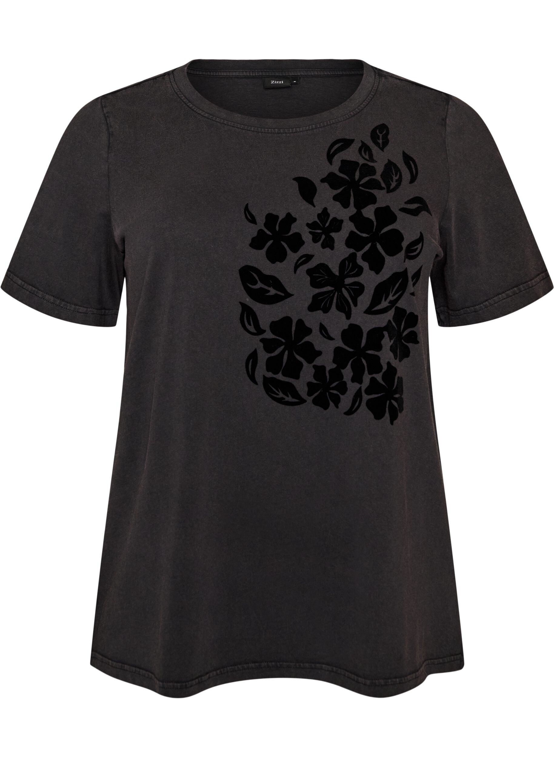 ZizzifashionOrganic cotton t-shirt with print, Dark Grey, Packshot image number 0