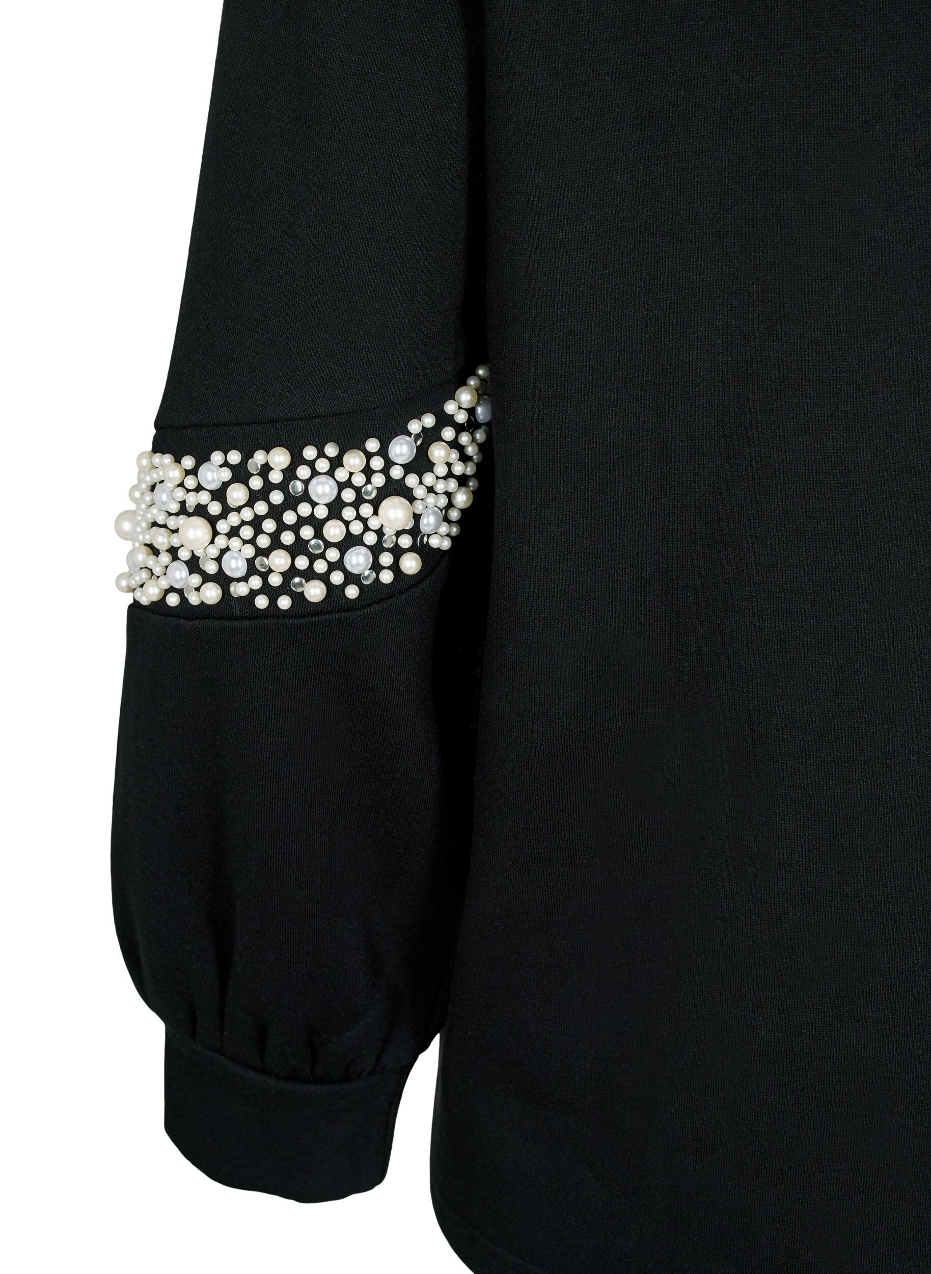Zizzifashion Sweatshirt with pearl details, Black, Packshot image number 3