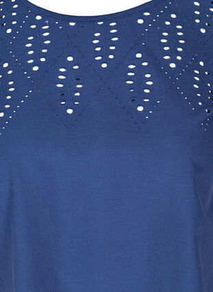 Short-sleeved t-shirt with broderie anglaise, Twilight Blue, Packshot image number 2