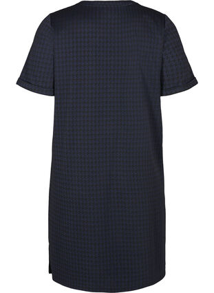 Checkered dress with short sleeves, Navy, Packshot image number 1