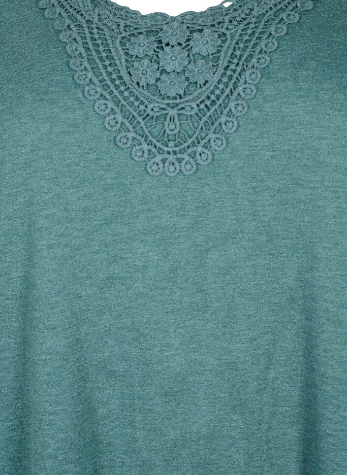 Sleeveless top with lace, Sea Pine Melange, Packshot image number 2