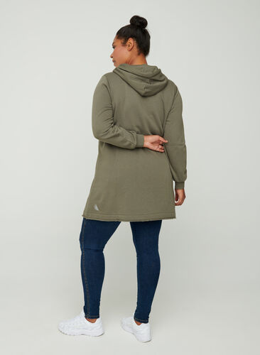 Long hooded sweatshirt, Ivy green, Model image number 1