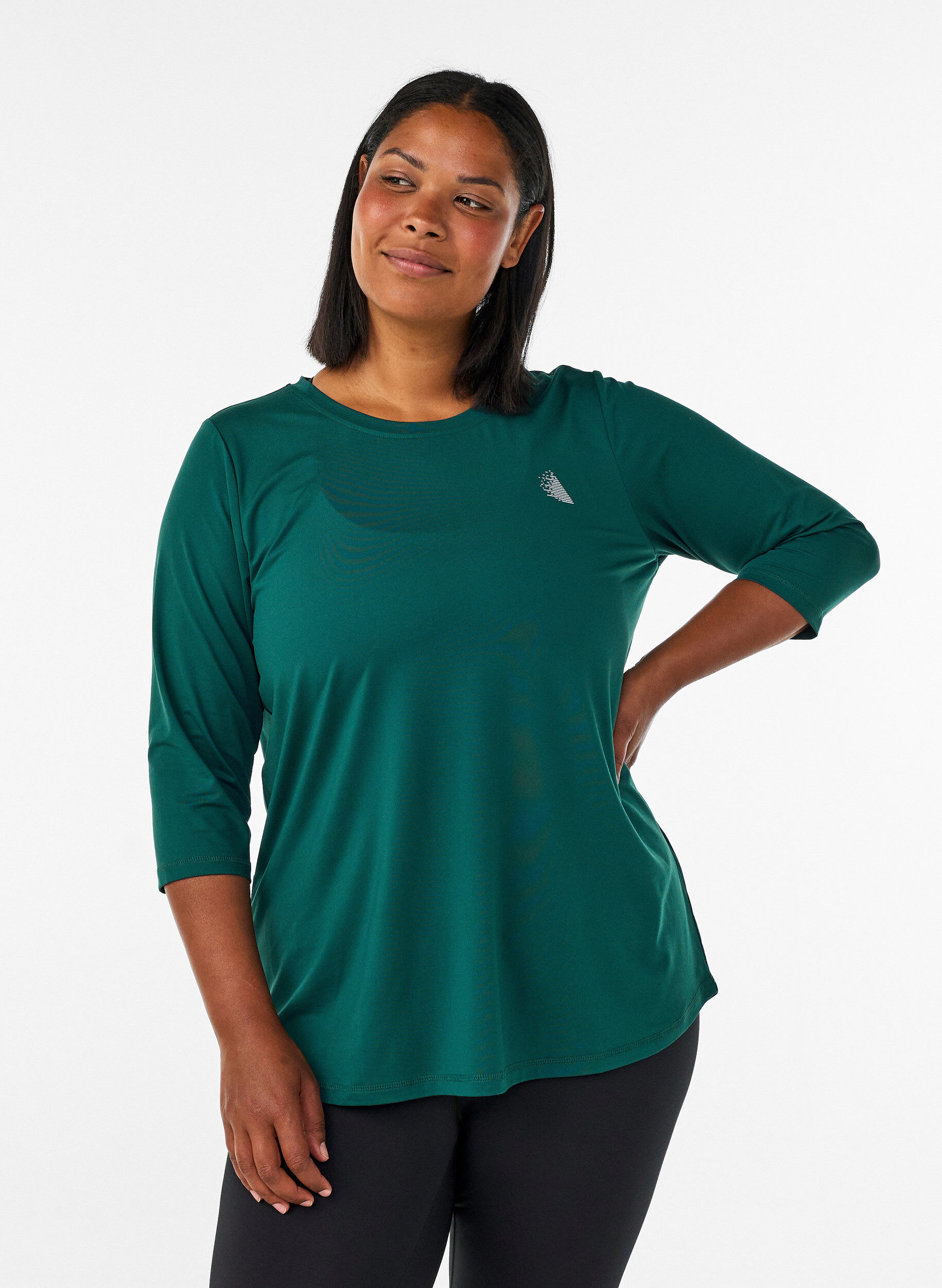 ZizzifashionSports top with 3/4 sleeves, Green, Model image number 0