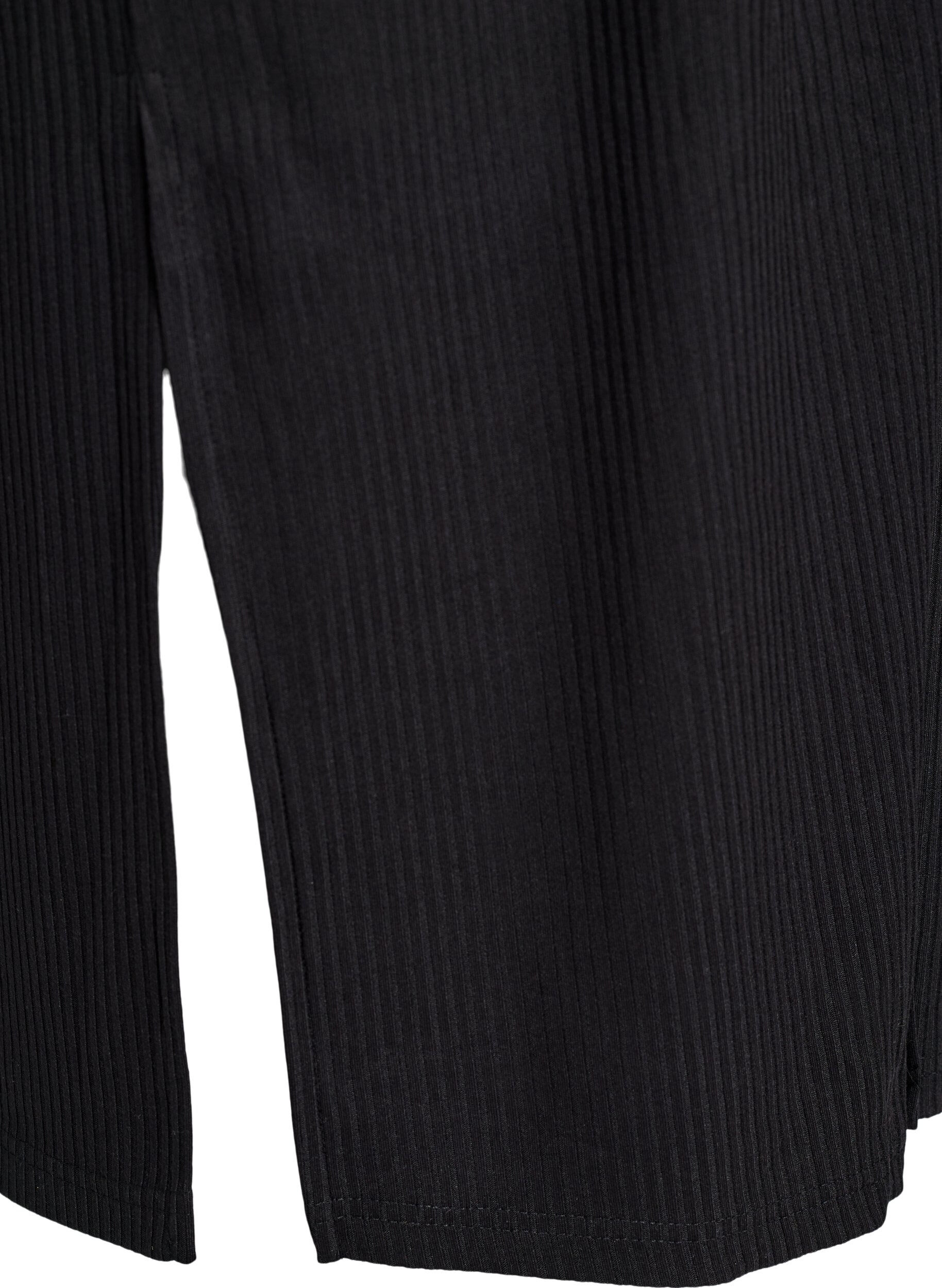 Zizzifashion Maxi dress in jersey with collar and short sleeves, Black, Packshot image number 3