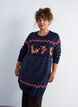 Short knitted dress with Christmas motif, Blue, Model image number 0