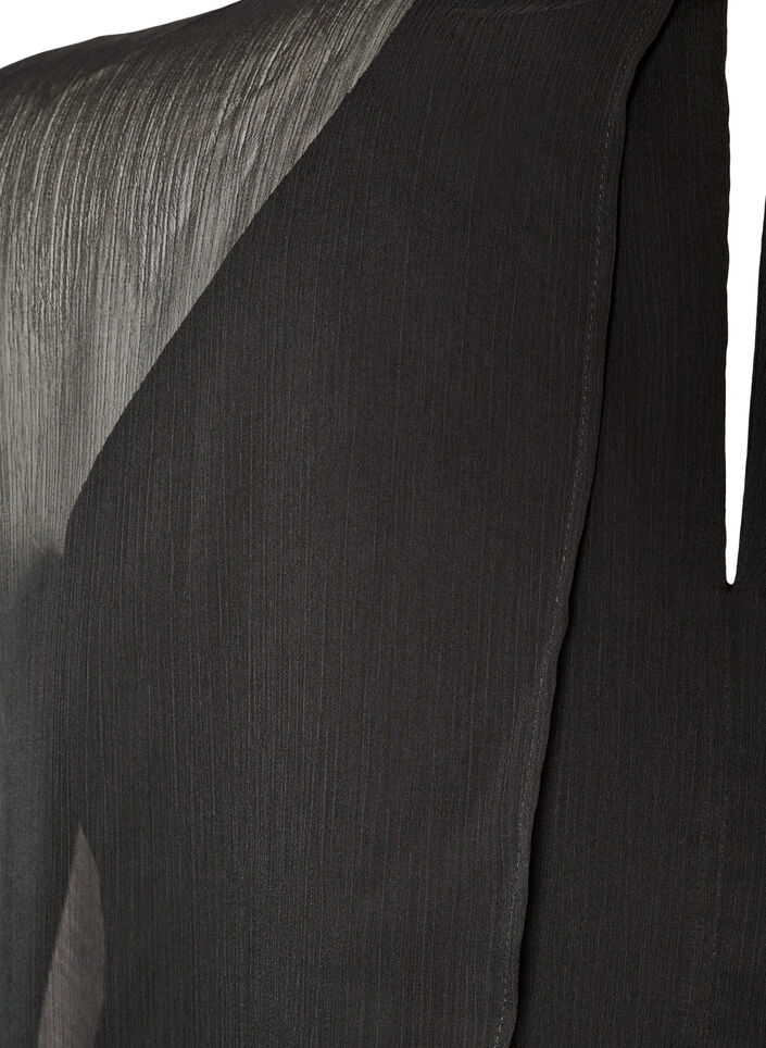 Knee-length chiffon dress with sheer cape, Black, Packshot image number 3