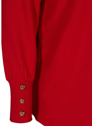 Long-sleeved blouse with button details, Tango Red, Packshot image number 3