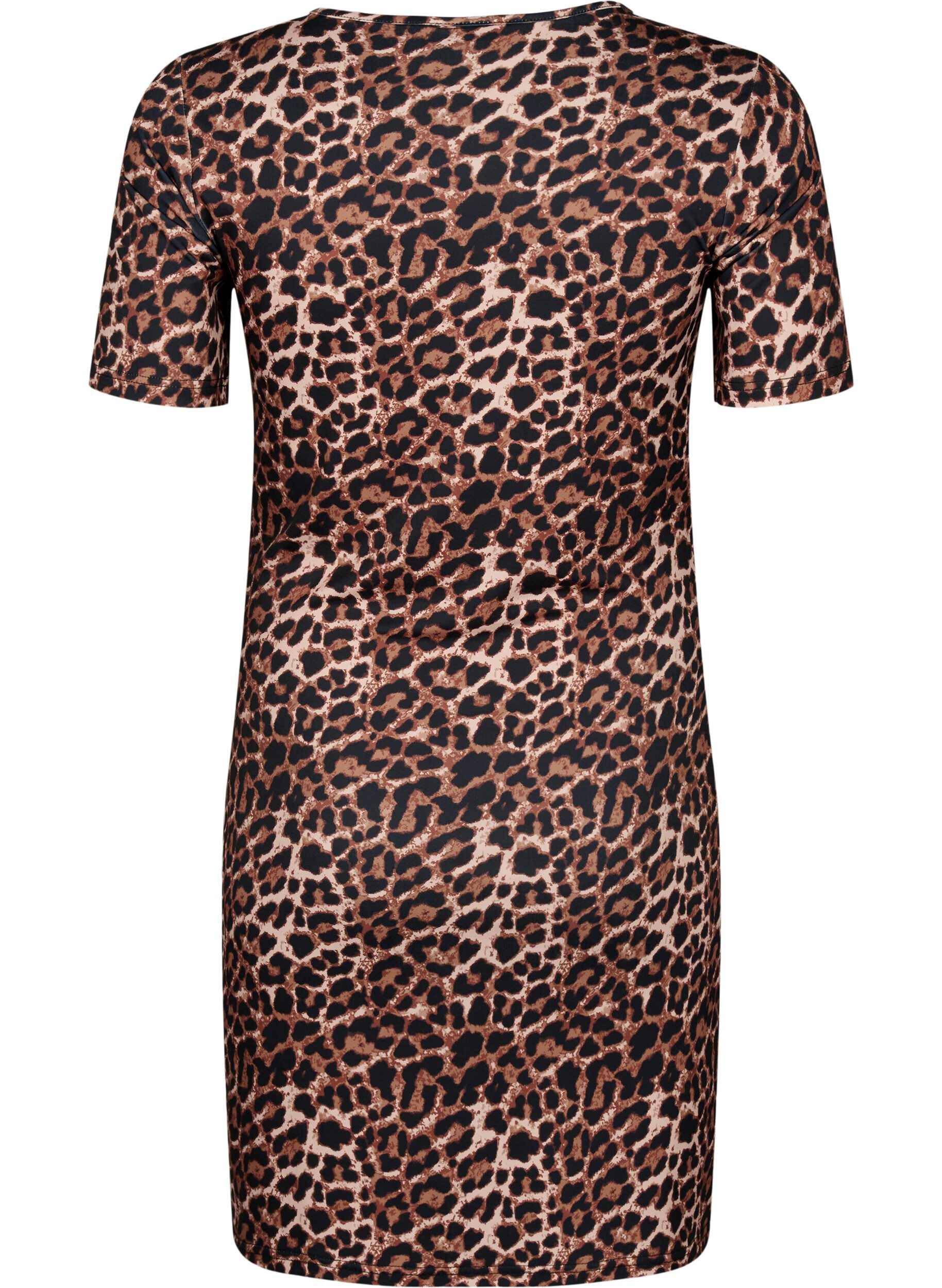 Zizzifashion Close-fitting leopard print dress with a cut-out, Leopard AOP, Packshot image number 1