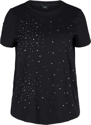 Studded organic cotton t-shirt, Black, Packshot image number 0