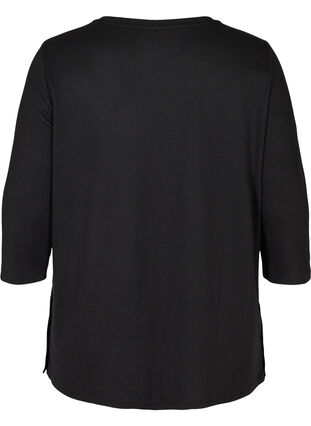 Blouse with 3/4 length sleeves and buttons, Black, Packshot image number 1