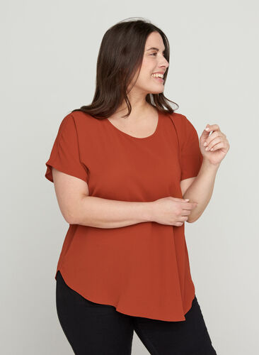 Blouse with short sleeves and a round neckline, Arabian Spice, Model image number 0