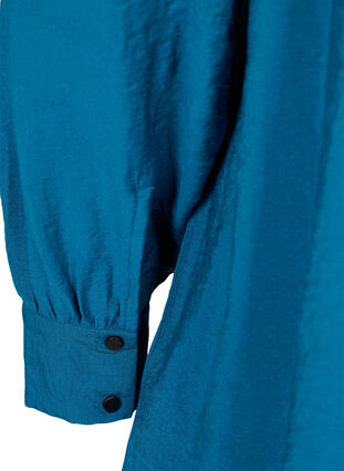 Long, solid-coloured, viscose blend shirt, Moroccan Blue, Packshot image number 3