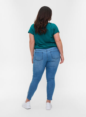 Cropped Sanna jeans with side stripe, Light blue denim, Model image number 1