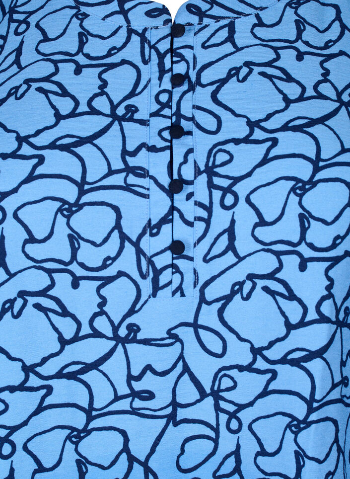 Long-sleeved blouse with pattern and buttons, Light Blue, Packshot image number 2