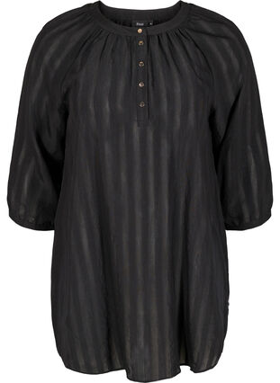 Tunic with buttons and 3/4 sleeves, Black, Packshot image number 0