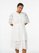 Shirt dress in broderie anglaise with a tie-belt, White, Model image number 0