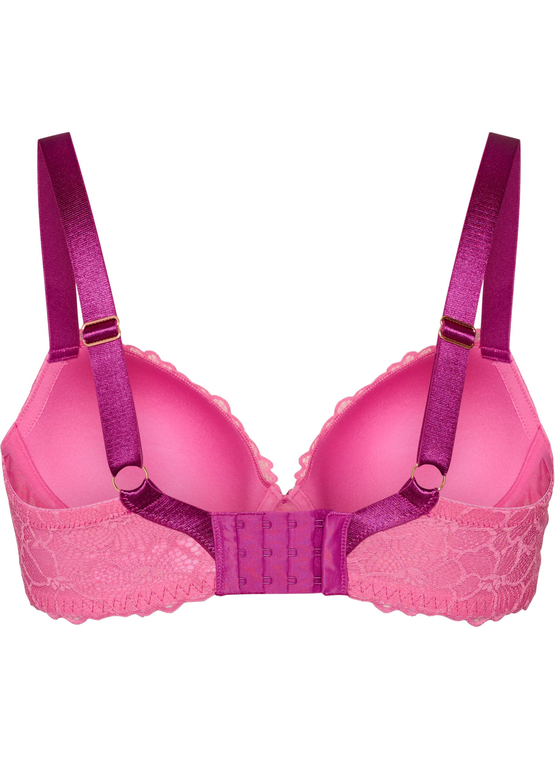 Zizzifashion Bra with lace and moulded cups, Pink, Packshot image number 1