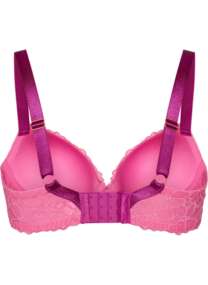 Bra with lace and moulded cups, Pink, Packshot image number 1