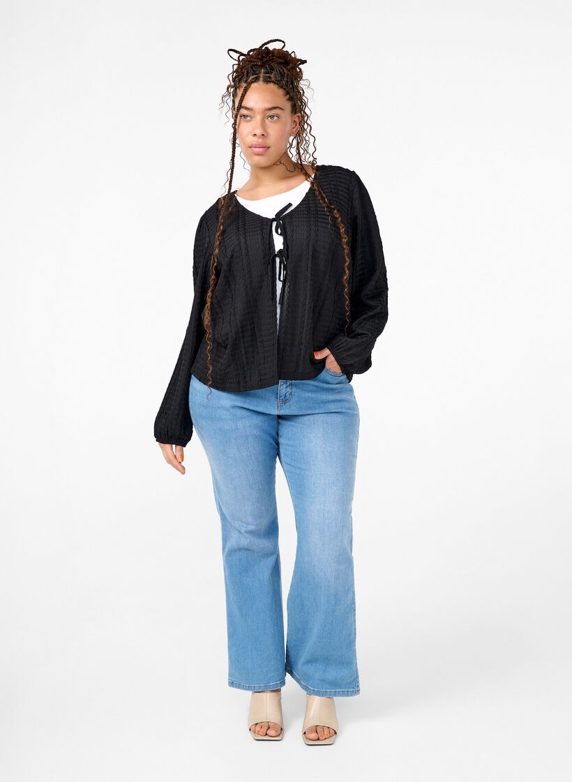 Cardigan with ties, Black, Model image number 2