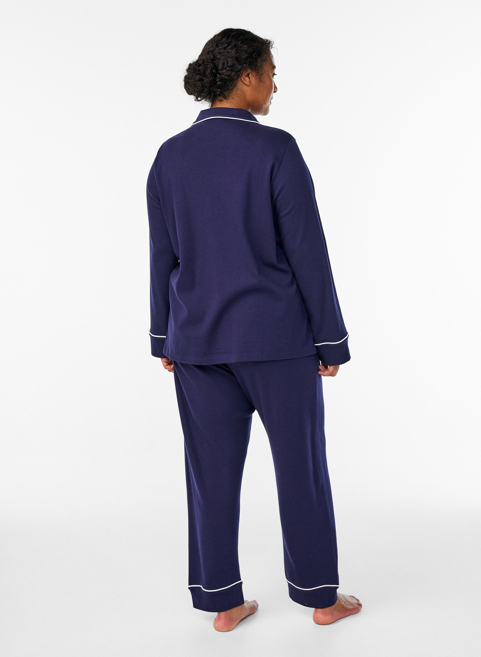 ZizzifashionCotton pyjama trousers with high waist, Blue, Model image number 1