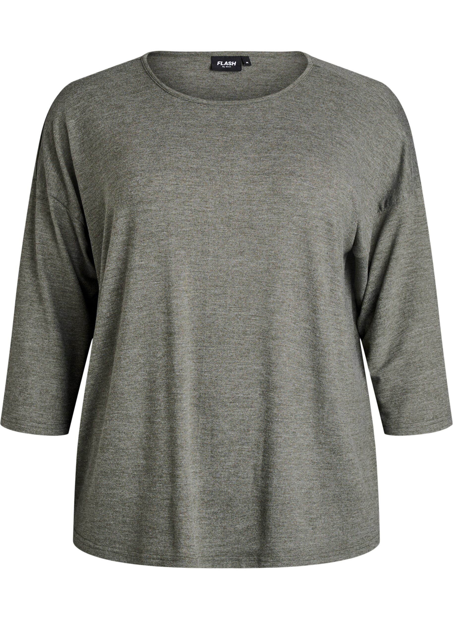 Zizzifashion FLASH &ndash; Jersey blouse with 3/4 sleeves, Green, Packshot image number 0