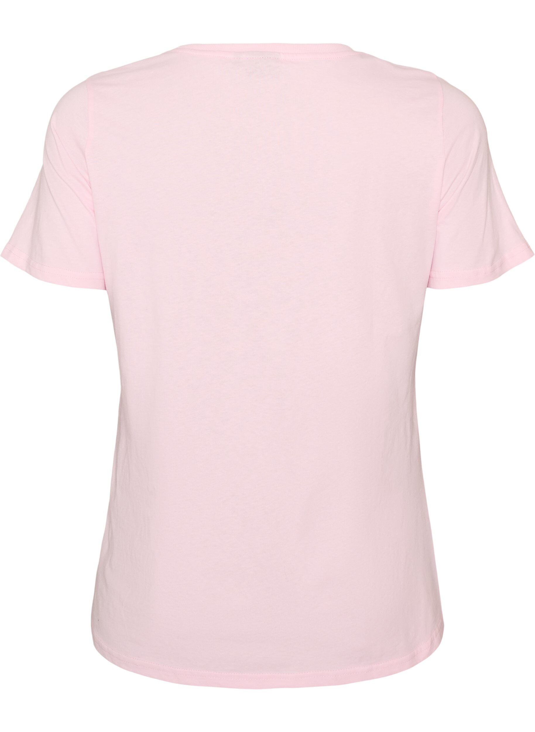 Zizzifashion Cotton T-shirt with front print, Rose, Packshot image number 1