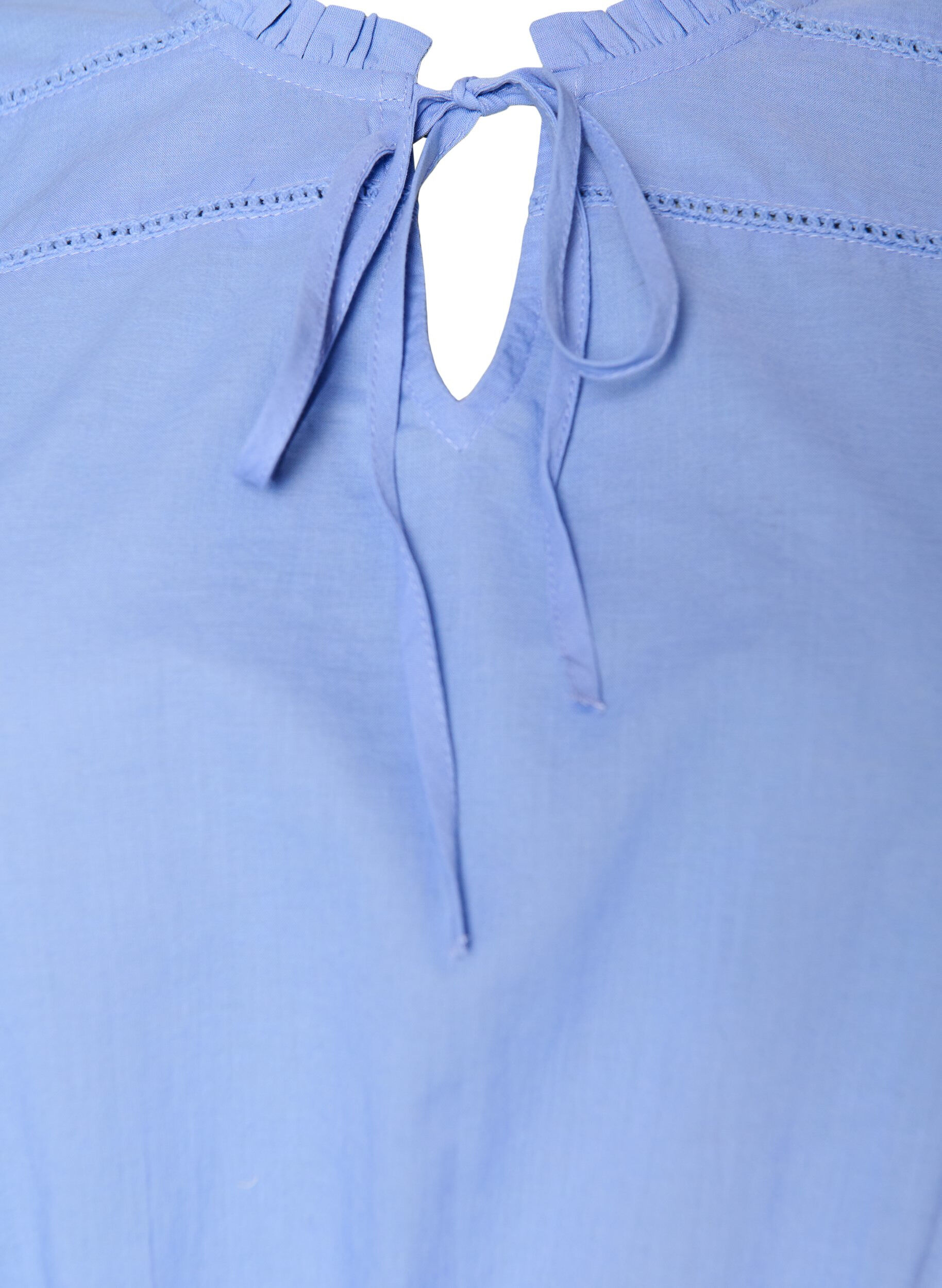 Zizzifashion Cotton blouse with tie-string and elastic waist, Blue, Packshot image number 2
