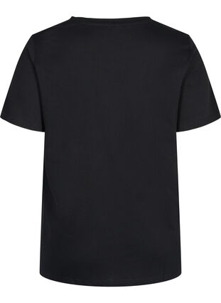 Organic cotton T-shirt with print, Black, Packshot image number 1